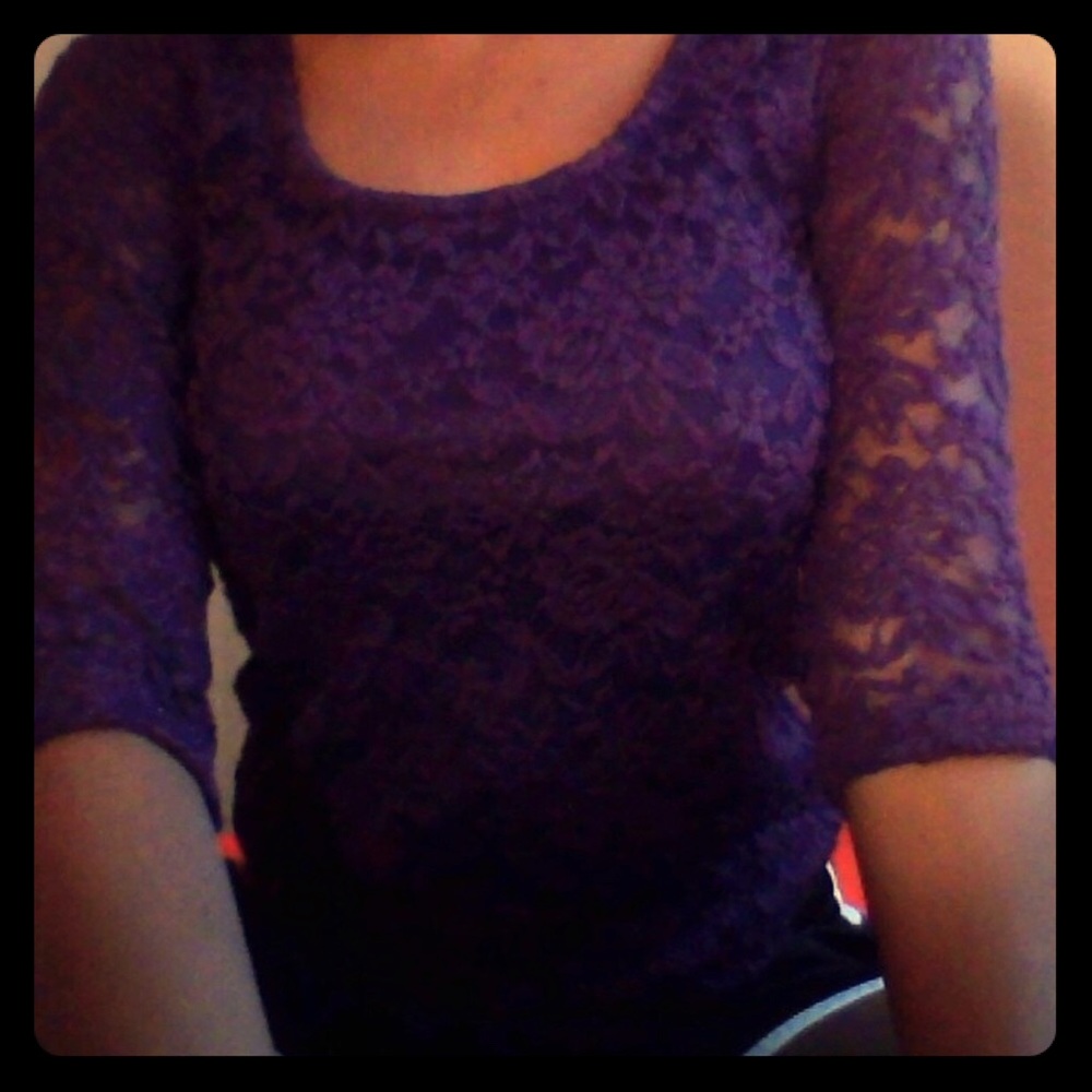 Purple lace half sleeve shirt